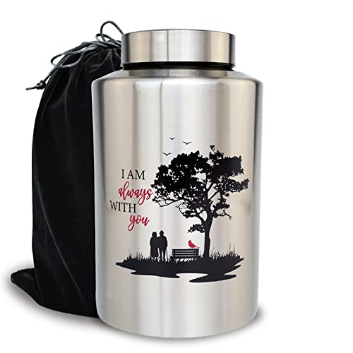 Large Couple Cremation Urns for Human Ashes, for Adult Female & Male | Full Size 220 lbs Capacity, Sealing Well & Durable, Stainless Steel Material, Funeral Ash Keepsake, Sympathy Gift, Silver - color: Couple-silver, size: Large 220 lbs - Standard