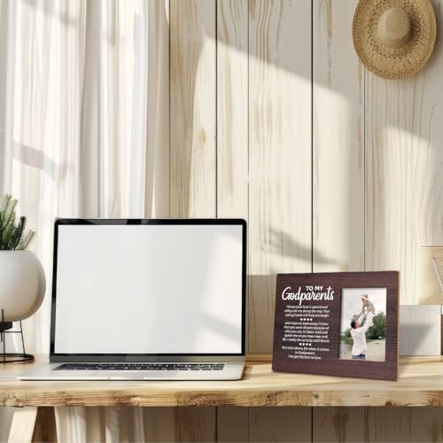 Wooden Godparents Photo Frame - Tabletop Display, Holds 4x6 Inches, Appreciation Gift - color: color