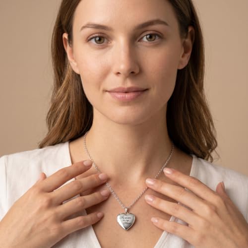 PHOCKSIN Personalized Locket Necklace for Women Photo Necklace with Customized Picture Birth Flower Birthstone Customizable Birthday Gifts - color: #11 Heart Forever In My Heart