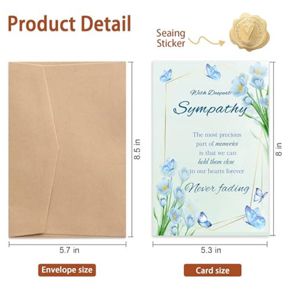 Sympathy Cards with Envelopes, Bereavement Sympathy Cards Gifts for Loss of Loved One, Memorial Condolences Gifts for Friend Family Coworker Neighbor, Double Sided Design, 8 x 5.3 Inches (After folding)