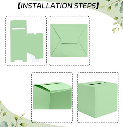 SietDESEO Sage Green Card Box with Slot Money Gift Card Box Holder for Party Wedding Reception Birthday Graduation Bridal Shower Baby Shower Diaper Raffle Box - color: SAGE GREEN CARD BOX, size: 7.8 X 7.8 X 7.8 INCH