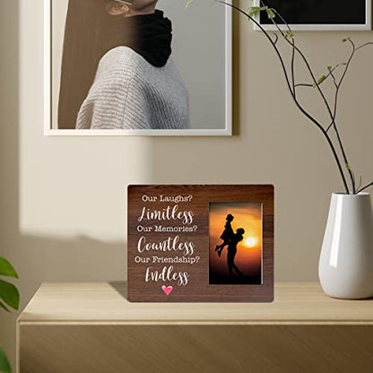 Friends Wooden Picture Frame Gifts, Friendship Gifts for Women Men Friends | Ours Laughs Limitless Our Memories Countless Our Friendship Endless Wood Photo Frame Gifts Idea, Tabletop & Wall Mounting - color: Our