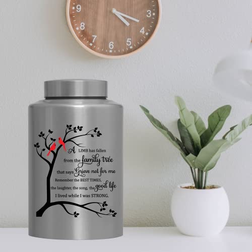 Cremation Urns for Human Ashes Adult Male Female Large Decorative Urn Cardinal Birds Urn up to 220lbs Memory Funeral Burial Urns for Human Ashes(Cardinals Family Tree) | Stainless steel, Personalized, Large Up to 220lbs, Decorative Urns, Urnas Para Ceniza