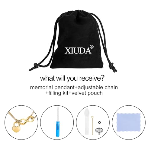 XIUDA Infinity Urn Necklace for Human Ashes Always in My Heart Cremation Necklace Stainless Steel Memorial Ash Jewelry for Women - color: Gold