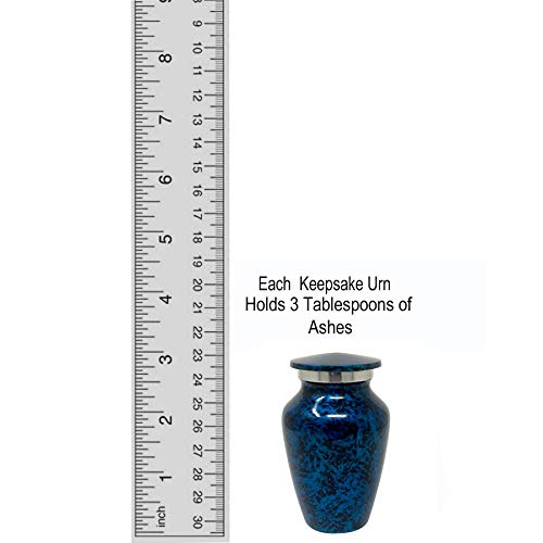 Memorials4u Forest Blue Keepsake Cremation Urn - (1 Mini Keepsake with Velvet Box) - size: 1 Mini Keepsake