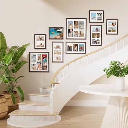 Vittanly 8x14 Collage Picture Frame, Displays 3Pcs 4x6 Pictures, Brown - color: Brown, size: 8x14