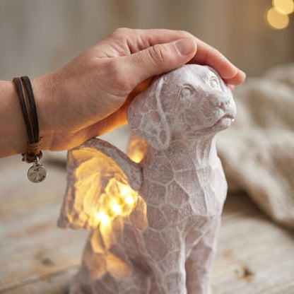 Solar Angel Dog Statue with Lights,Dog Memorial Statue for Outdoor