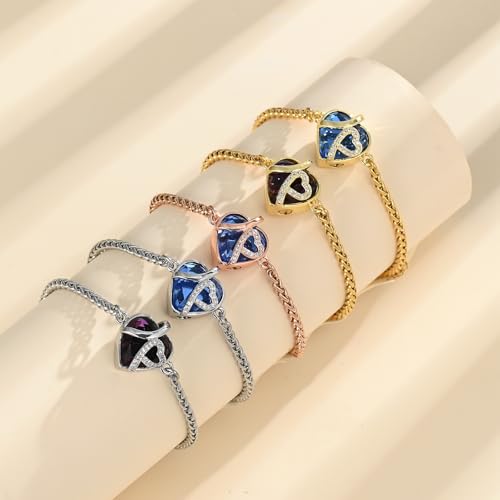 Cremation Jewelry Heart Urn Bracelet for Human Ashes for Women Men Memorial Keepsake Link Bracelet - color: Customize