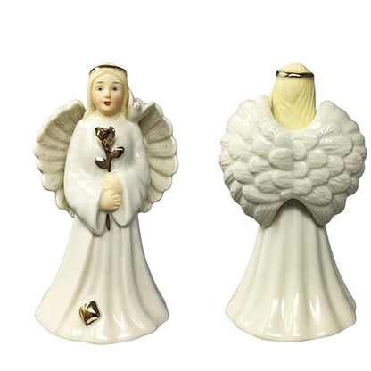 Memorial Angel Figurine with Dove & Gold Rose – Sympathy Gift for Loss of Loved One, Bereavement Angel Keepsake, Remembrance Gift for Grieving Family or Friend, Porcelain Statue, 4 Inch