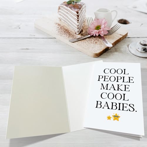 Obbyidk Baby Shower Card for New Parents, New Baby Congratulations Card for Couple, Pregnancy Gift for Expecting Mother Father, Cool People Make Cool Babies - color: Baby Shower