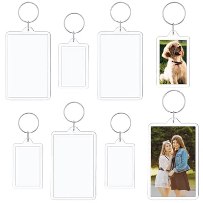 6PCS Acrylic Photo Frame Keychain Holder, 2 Size Personalized Custom Picture Frame Keychain Photo Insert Keychains Holder Personalize Favor Graduation Gift (2"x3", 1.3"x2")