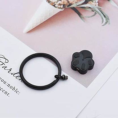 Customize Pet Cremation Keyring for Ashes Dog Cat Paw Print Keychain for Ashes Holder Pet Urn Keyring - color: Black