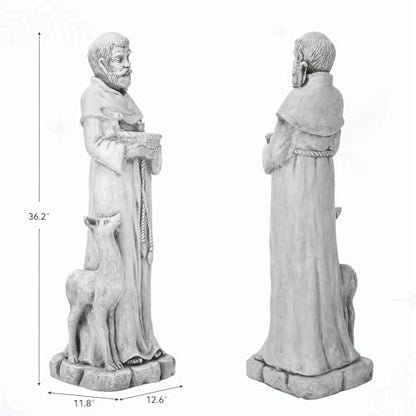 36.2" St Francis Garden Statue,Outdoor Catholic Sculpture - color: St Francis-36.2"