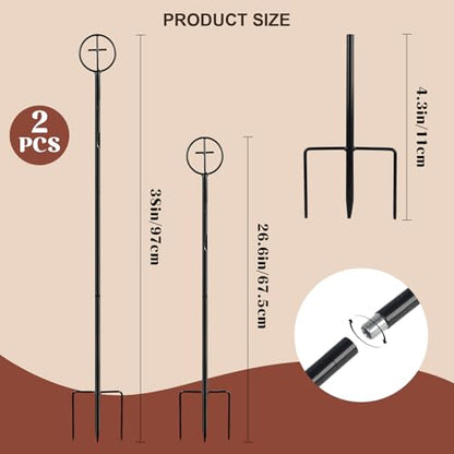 2Pcs Cemetery Wreath Stands, 38" Adjustable Metal Gravestone Wreath Holder - size: 2pcs Wreath Holders