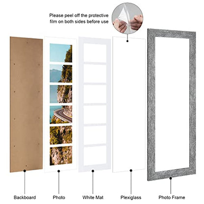 8x26 Collage Frame, 6 Open 4x6 Photo Frame Collage for Wall - color: Grey, size: 8x26 - (6 open4x6）