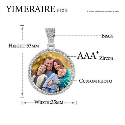 YIMERAIRE Customized Picture Necklace Personalized Circle Chain - color: 00171 Text necklace with Silver Cuban chain