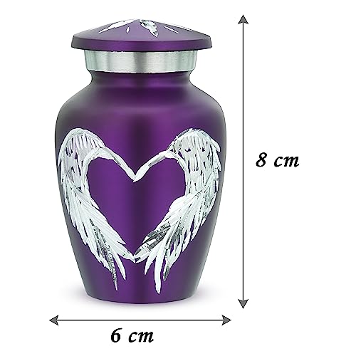 Purple Small Urns for Human Ashes - Angel Wings & Heart Mini Urns - Cremation Keepsakes urns for Ashes - Ash Holders – Urn -ERN - Tiny Urns for Men - Miniature Urn - (Single) - color: Purple