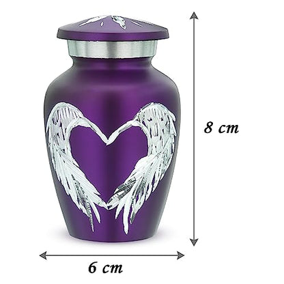 Purple Small Urns for Human Ashes - Angel Wings & Heart Mini Urns - Cremation Keepsakes urns for Ashes - Ash Holders – Urn -ERN - Tiny Urns for Men - Miniature Urn - (Single) - color: Purple