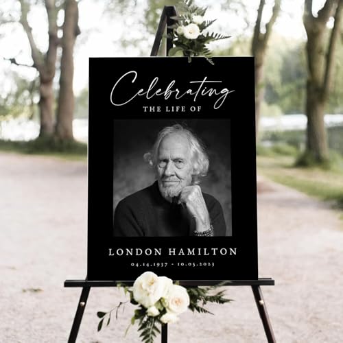 Celebration Of Life Welcome Sign, Memorial Poster, Celebration Of Life Poster With Picture, Funeral Welcome Sign, Black Funeral Poster, Black Memorial Sign - color: Version 01
