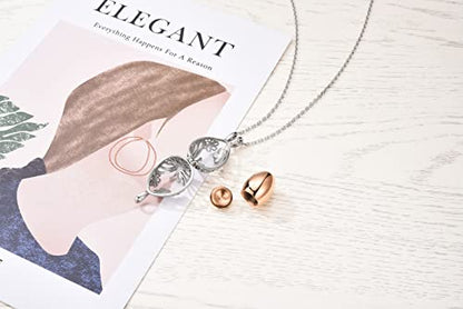 Zysta Cremation Jewelry Urn Necklace for Ashes Teardrop Butterfly Urn Memorial Locket Pendant Necklace Hollow Flower Jar Keepsake Cremation Jewelry for Women - color: Rose Gold
