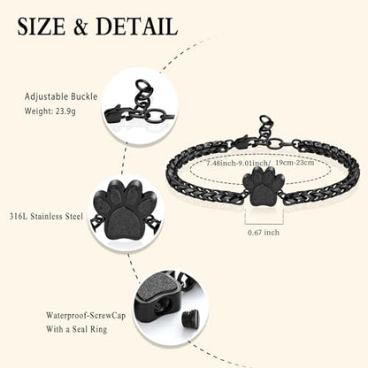 Oinsi Cremation Bracelet for Ashes Pet Paw Print Cremation Jewelry for Dog Cat Stainless Steel Keepsake Memorial Urn Bangle - color: A-Customize