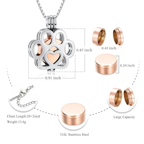 Oinsi Pet Cremation Jewelry For Ashes For Dog/Cat Paw Stainless Steel Memorial Locket Urn Necklace Inside Mini Case Keepsake Cremation Jewelry Women Men - color: A-Customize