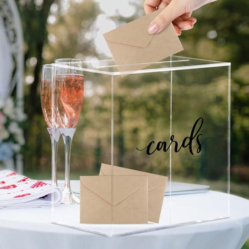 Hooqict Clear Acrylic Wedding Card Box with Slot Large Blank Gift Card Boxes for Reception, Party, Wishing Well, Money Box Holder, Graduation Decorations, Baby Shower - style: Style 4