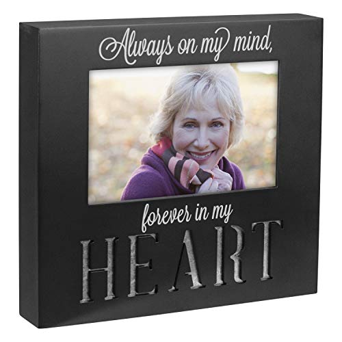 Malden International Designs 4x6 Forever In My Heart Memorial Picture Frame, Black MDF with Galvanized Metal Accent