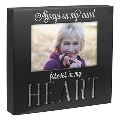 Malden International Designs 4x6 Forever In My Heart Memorial Picture Frame, Black MDF with Galvanized Metal Accent