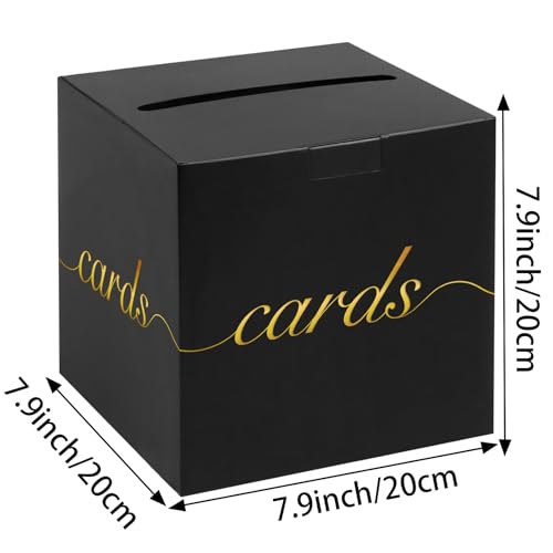 Black Card Box Gold Foil Wedding Favors Gift Card Boxes Post Box Receiving Money Box Holder for Wedding Reception, Baby Showers, Anniversary, Birthday Party, Retirement, Graduation Envelope Holder - color: Black and Gold