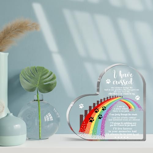 Xendelow Pet Memorial Gifts, Sympathy Gifts for Loss of Dog Cat, Pet Sympathy Present, Pet Memorial Acrylic Rainbow Bridge Decorations, Condolences Gift for Remembrance, Bereavement Gift for Loss Pet - style: 004