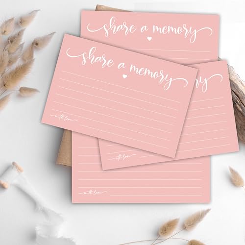 50 Pcs Share A Memory Cards - 4"x 6" Double Sided Fill，For Wedding, Anniversary, Graduation, Birthday, Retirement Party - Celebration Of Life Keepsake Cards（Pink）- A06 - color: Share A Memory(Pink)