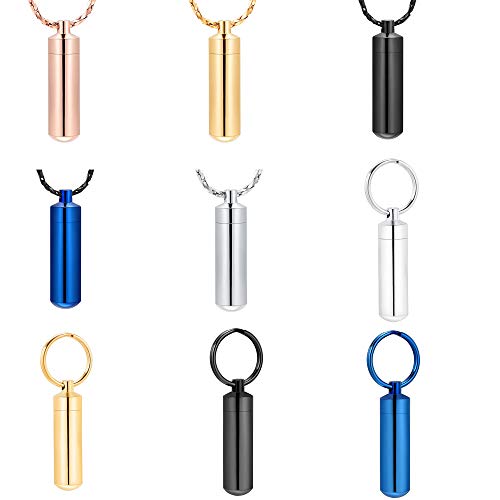 Imrsanl Cremation Jewelry for Ashes Pendant Urn Necklace Cylinder with Glass Vial Keepsake Ashes Memorial Jewelry - color: Customize