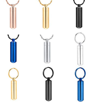Imrsanl Cremation Jewelry for Ashes Pendant Urn Necklace Cylinder with Glass Vial Keepsake Ashes Memorial Jewelry - color: Customize
