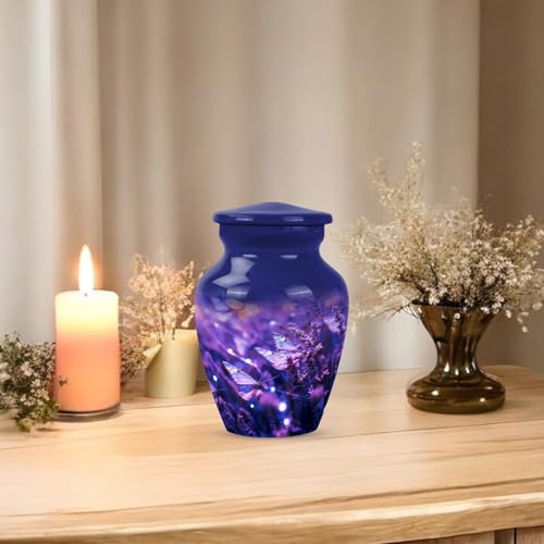 Purple Butterfly Urns for Human Ashes Adult Man & Women, Small Keepsake Urn for Human Ashes Adult Male, Mini Cremation Urns 3Inch - color: Purple Butterfly Urn