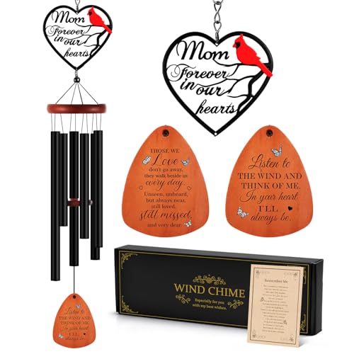 Kathfly Cardinal Wind Chimes for Loss of Loved One, 28" Memorial Wind Chimes for Outside, Cardinal Sympathy Bereavement Condolence Funeral Windchime Gifts for Loss of Mother Mom - style: Memorial Mom