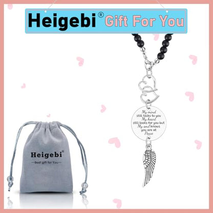 Heigebi Memorial Car Charm Sympathy Gifts for Women Men Sympathy Keepsake Car Mirror Hanging Accessories in Memory of Father Mother Daughter Son Remembrance Gift Rearview Mirror Charm