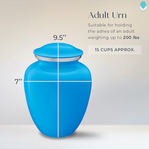 Geturns Embrace Adult Personalized Doves Cremation Urns for Human Ashes I Large Picture Racing Blue Funeral Urn for Adult Men and Women with Double Side Engraving I 200 lbs - color: _Racing Blue (Double Sided)