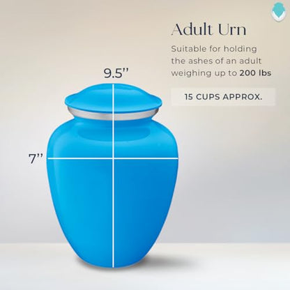 Geturns Embrace Adult Personalized Doves Cremation Urns for Human Ashes I Large Picture Racing Blue Funeral Urn for Adult Men and Women with Double Side Engraving I 200 lbs - color: _Racing Blue (Double Sided)