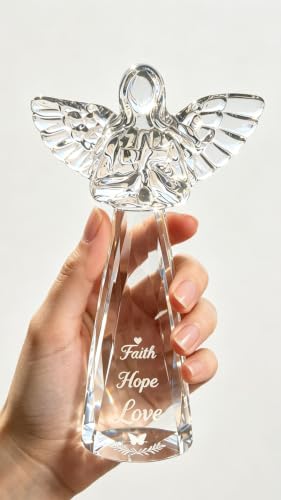 Faith Hope Love Crystal Angel Christian Gifts for Women | Laser Engraved, 6” Inspirational Keepsake, Baptism Confirmation Birthday Christmas Easter Valentine's Day Gift for Her - color: Faith Hope Love