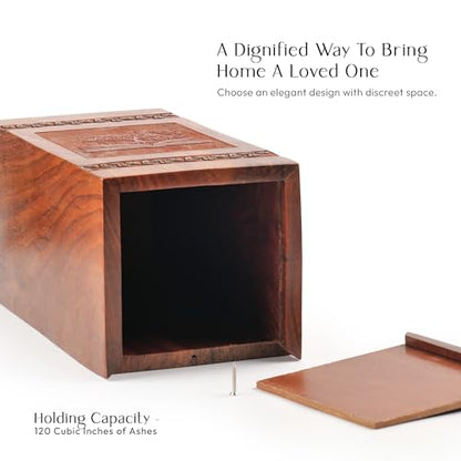 Tree Emerging from Book Wooden Cremains Ashes Box - Large Urn for Ashes Adult Male - Dad Urn for Ashes - Memorial - Respectful Tribute - Memorial Gifts - Funeral Urns - 14 Inches, Natural