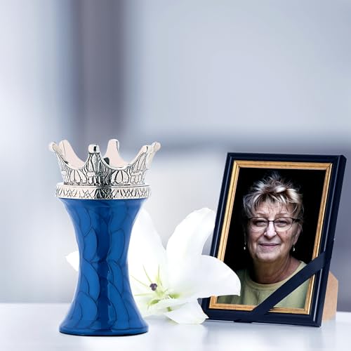 Medium Tealight Blue Enamel/Candle Urn for Human Ash - Glossy Blue Urn for Human Ash - Cremation Urns/Keepsakes for Ashes - Ash Holders - ERN - Earns