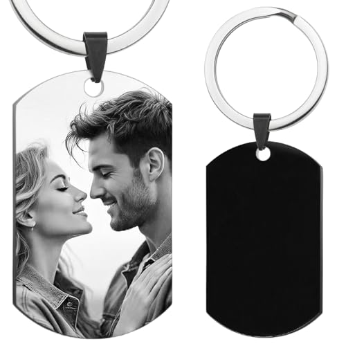 Custom Keychain with Picture Personalized Photo Keychain Gift for Father's Day Valentines Day Men Boyfriend - color: Keychain: Photo Engraving / Optional Customization (Black)