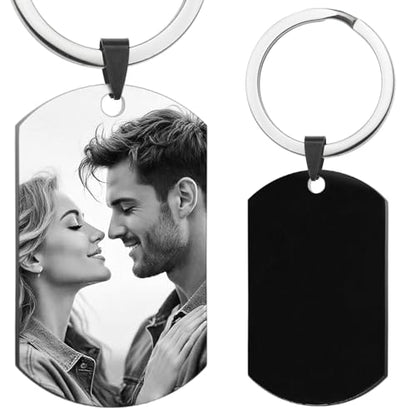 Custom Keychain with Picture Personalized Photo Keychain Gift for Father's Day Valentines Day Men Boyfriend - color: Keychain: Photo Engraving / Optional Customization (Black)