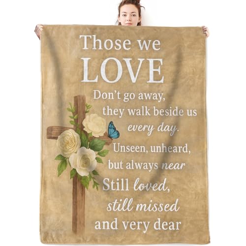 Thinking of You Gifts for Women Christian Sympathy Flannel Blanket,60x50inch,Cross Rose and Butterfly Blankets,Get Well Throw,for Friend,Family,Bedroom,Sofa,Living Room,Camping Decor Throws - color: Cross and Floral 01, size: 60x50 Inch