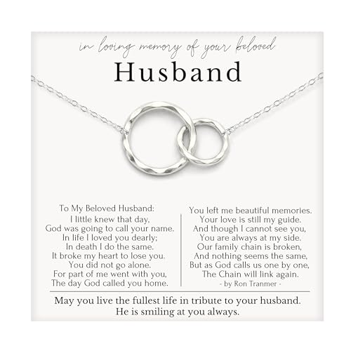 HOPE LOVE SHINE Sympathy Gift for Loss of Loved One - Remembrance, Bereavement, Memorial Necklace, Jewelry 16+2", 14k Gold Plated Sterling Silver - color: Sterling Silver, style: HUSBAND