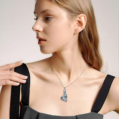 PELOVNY Urn Necklace for Ashes 925 Sterling Silver Butterfly Dragonfly Bee Phoenix Hummingbird Urn Necklaces Animal Crystal Cremation Jewelry for Ashes Cat Dog Pet Memorial Gifts - color: 03-Butterfly Urn A