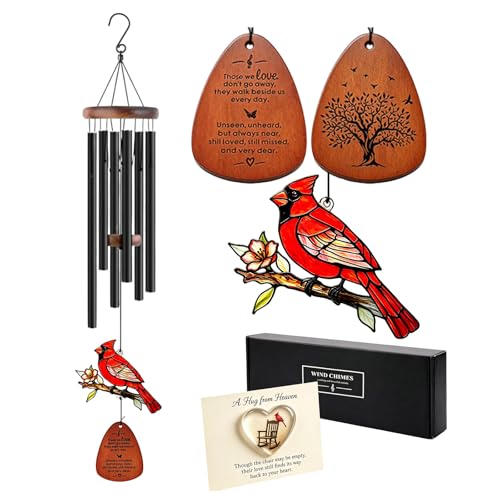 Memorial Sympathy Cardinal Wind Chimes, 36'' Bereavement Remembrance Gift