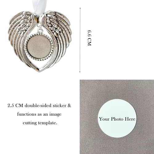 Angel Ornaments for Christmas Tree Personalized Remembrance Picture Outdoor Metal Frames Memorial Angel Mini in Heaven Decorations Holiday Crafts Gifts for Women Friendship Home Mom 2PCS