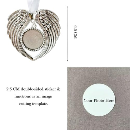 Angel Ornaments for Christmas Tree Personalized Remembrance Picture Outdoor Metal Frames Memorial Angel Mini in Heaven Decorations Holiday Crafts Gifts for Women Friendship Home Mom 2PCS
